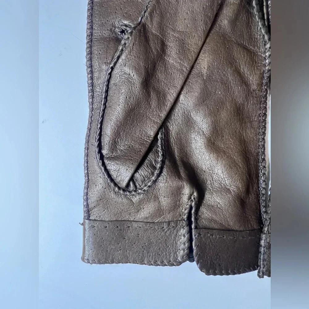 Genuine Leather Brown Winter Gloves